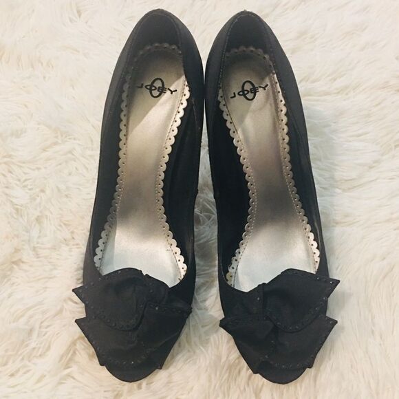 Joey Black Peep Toe Sparkle Heels - Picture 14 of 16